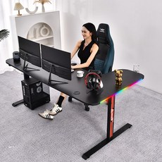 아우스 위너렉스 L시리즈 카본 LED 게이밍책상 컴퓨터책상 좌 우 선택가능 1400 1600 1800, RGB형(블랙) 1400(L)