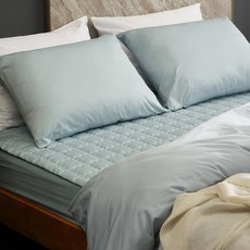 특급호텔침구 구스페더100%베개1200g+베개커버, 페더베개솜+베개커버 솔리드 스카이블루, 1개
