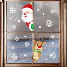 도림 크리스마스 산타클로스 스티커 시트지 패키지 창문 유리창 데코 장식, 빼꼼세로형