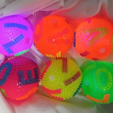 반려동물 LED발광 탱탱볼 삑삑이 토이볼세트 플래시 강아지공 공놀이 스퀴즈공, 6개, 형광