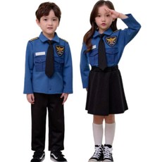 청록 긴팔 아동 경찰복 코스튬 어린이 역할놀이 의상