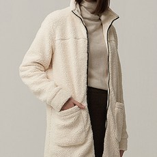 엠리밋 여성 하이넥 보아 후리스 집업 자켓 아이보리