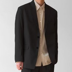 ANYOU 남성용 사계절 캐주얼 정장 데일리 기본핏 검정정장 경량 사계절 슬림핏 수트 자켓 코트