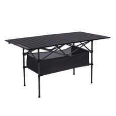 메디플릿 접이식 롤업 아웃도어 경량 캠핑 대형 테이블 수납 주머니 포함, 블랙