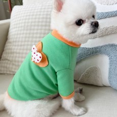 애플애플 캔디 하트 맨투맨 S-2XL 강아지 티셔츠 사계절용, 그린