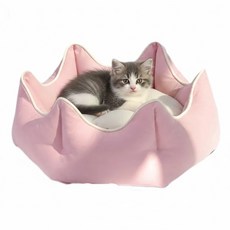윈클로파우 댕냥이 포근한 강아지 쿠션침대, 1개, 핑크
