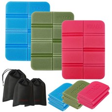 와고 휴대용 등산 방석 3개 친환경 초경량 1인용 미니 한강 축제 엉덩이방석, 블루 카키 레드