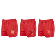 홈란쥬 제임스딘 남성 80수 고급면 레드 트렁크 사각 팬티 3매입 BZ06