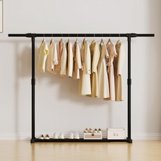 시언오인 간편설치 튼튼한 이동식 옷걸이 행거, 블랙