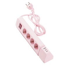 지클릭커 멀티마스터 롤플러스 고용량 4000W C타입 USB 멀티탭 4구 NB70PD, 핑크, 1개, 1.5m