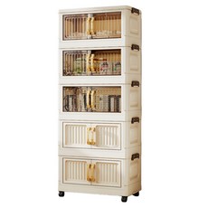 AMEGA 이동식 접이식 수납장 대용량 다용도 수납장, 혼색