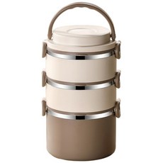 STYLE.DR 보냉 보온 도시락통 휴대용 도시락 전자레인지 가열 가능, 1개, 대용량 3단 2400ml