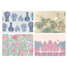 [궁중화원] 종이테이블매트 32매 민화테이블매트 콩기름인쇄 뜯어쓰는 종이매트 테이블매트 일회용 식탁매트 세팅지, 1개