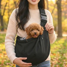 우핑펫 밑빠짐없는 탄탄바닥 강아지 슬링백, 1개, 블랙