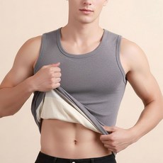 미미캐츠 양모 100% 덧댐 방한 기모 보온 남성 나시 런닝 R-1788