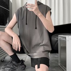韓版男運動連帽背心 小可愛 背心 衣服 男裝 上衣