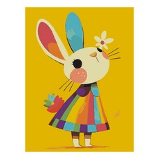 코지하루 DIY 명화그리기 유화 그림 그리기 아크릴화 알록달록 애니멀즈, 토끼 30x40 (T163), 1개