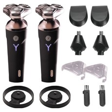 [인포벨 홈쇼핑]monta 독일 몬타 3헤드 전동 면도기 2세트 콧털 제거 트리머 충전식 방수 전기 남성 안전 면도기, 블랙, UNIR-ESS-01