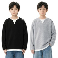 지디오 주니어 남아 레이어드 긴팔티 2개 세트 얇은 기모 맨투맨 티셔츠 봄 가을 초등학생 상의