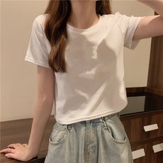 【台灣發貨】韓版顯瘦素色短版上衣 衣服 女裝 t恤 短袖t恤 上衣【T222】