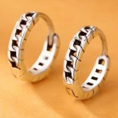 다예코 실버925 체인 패턴 링 귀걸이