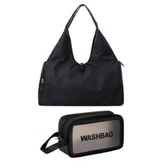 브리즈앤비 신발분리 헬스가방+ 방수 파우치, 1세트, 블랙