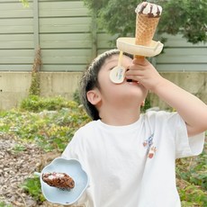 꾸미꼬미 아이스크림 홀더 받침대 흘림방지 실리콘 받침 2P, 1개, 블루+베이지