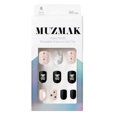 MUZ MAK 可重複使用美甲片組, 頹廢風小熊 (短方型), 4個