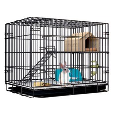 YF 접이식 반려동물 사각 토끼 케이지 철장 실내 하우스+배변패드10p, 블랙, 1개