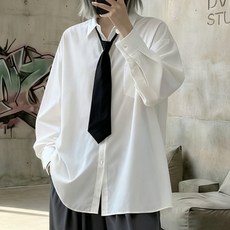 디블리 넥타이세트 루즈핏 실크 링클프리 긴팔셔츠 오버핏 찰랑찰랑한 와이셔츠