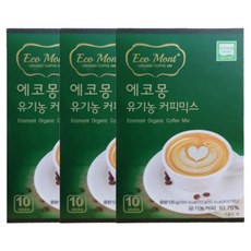 에코몽 유기농 커피믹스 사무실 캠핑 홈카페 휴대용 스틱형, 10개입, 3박스, 12g
