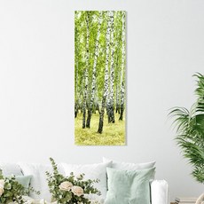 캔버스액자 세잔느화실 자작나무숲 계절 시리즈 와이드형, 천연 삼나무 원목색