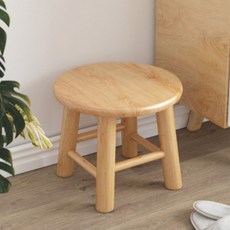 바이췬 가정용 원목 낮은 의자 심플 원형 스툴 욕실 거실 나무 의자, [둥근다리]원목25_25cm