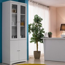 아이리스 600 유리 장식장 주방수납장 그릇장 다용도수납장, 화이트