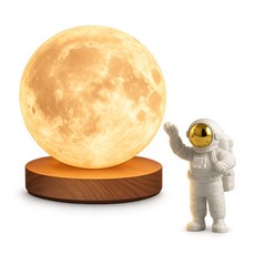 회전 달 무드등 18cm 회전형 달 무드등 + 우주인 피규어 세트 (3단 밝기조절 USB)