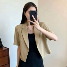 모몰라티 여성용 여름 슬림핏 캐주얼 숏 트렌디 반팔 재킷