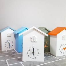 TM 국내배송 터치미 레트로 뻐꾸기 무소음 인테리어 벽시계 배터리 사용, 블루 화이트 뻐꾸기 벽시계