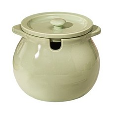 DFMEI 耐高溫雙耳陶瓷豬油罐帶蓋勺 中號700ml 亮光淺綠, 1個
