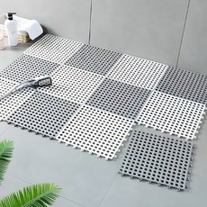 데보코 화장실 미끄럼방지 퍼즐매트 16개입, 1세트, 그레이+화이트