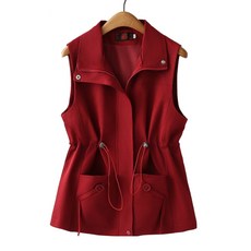 봄 가을 여성 캐주얼 베스트 조끼 아우터 빅사이즈 미디세미 민소매 집업 자켓 반코트 간절기