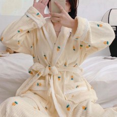 남성 여성 샤워가운 골프 호텔 로브 극세사 목욕 가운 남자 여자 커플, 1개, 당근연노랑