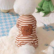 코코스튜디오 강아지옷 스트라이프 테디 올인원, 코코 스트라이프 테디 올인원/브라운, 1개