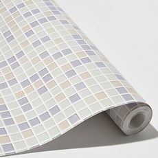 제이에스맘 붙이는 벽지 방수 바둑 타일 시트지 데코 폼플럭 시트 61X300cm, 퍼플 파스텔
