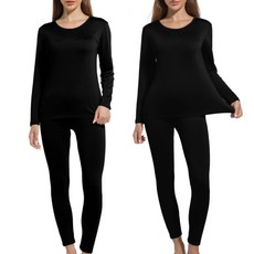 1+1 하누리 여성용 겨울 따뜻한 발열 초극세사 기모내의 상하의 세트 2P