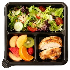 정사각 3칸 일회용 반찬용기, 100개, 1세트