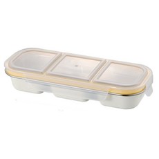 SGAKIC 스텐 과일 도시락통 후르츠팟 다이어트 전자레인지 런치박스, 2개, 아이보리 3칸