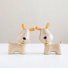 도자기 종소리 강아지 장식 소품 창의적인 책상 장식 아이템, Apricot