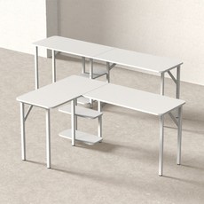 제닉스 ARENA L데스크 라이트 ㄱ자코너 2인용 컴퓨터 게이밍책상, 화이트