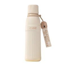 Cille 316 스테인리스 텀블러 보온 보냉 물병 휴대용 물병 더블 드링크 차량용 물병 밀폐형 회전식 물병뚜껑, 1개, 600ml, 베이지
