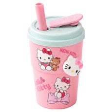 헬로키티 귀여운 캐릭터 실리콘 물컵 텀블러, 1개, 400ml, 핑크